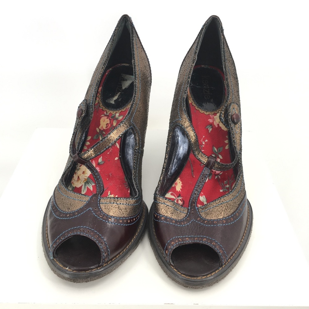 Anthropologie Kenzie Flier T Strap Wedge Peep Toe